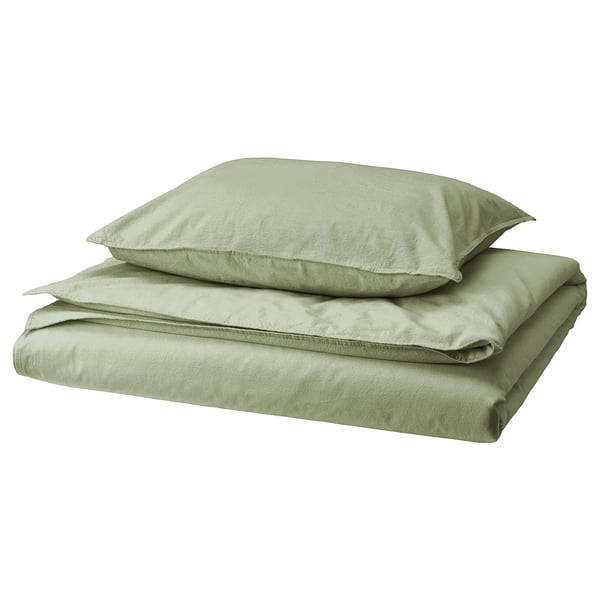 Groen ÄNGSLILJA dekbed & kussenset, 100% katoen, gezellige slaapkamer.