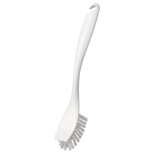 ANTAGEN witte afwasborstel: ergonomisch handvat, stijve borstelharen, ophanggat.