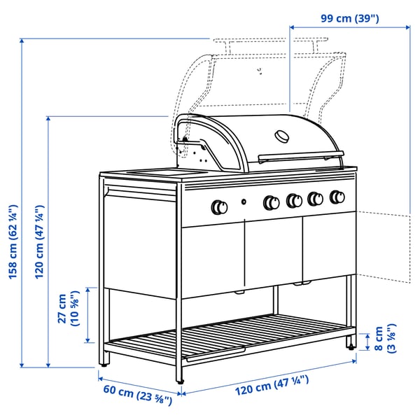 Illustratie met afmetingen voor het product: BÅTSKÄR.