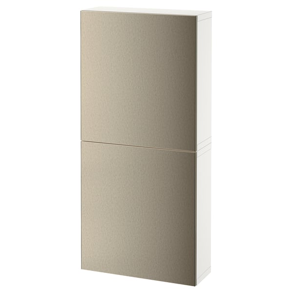 Moderne wandkast BESTÅ in beige met slank design, soft-close deuren en ruimtebesparende indeling.
