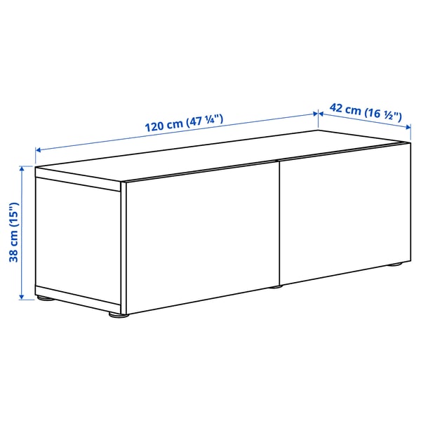 BESTÅ Kast met deuren, wit/Selsviken hoogglans/wit, 120x42x38 - België