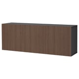 Modern BESTÅ opbergmeubel, donker hout, stevig.