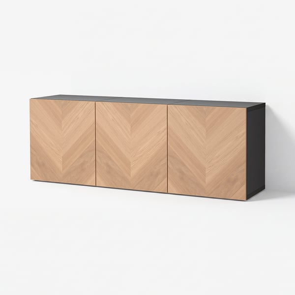 BESTÅ Kastcombinatie wand, zwartbruin Hedeviken/eikenfineer, 180x42x64 cm
