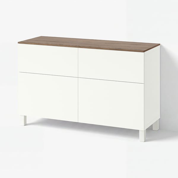 BESTÅ Opbergcombi met deuren/lades, wit/Lappviken/Stubbarp wit, 120x42x75 cm