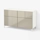 BESTÅ Opbergcombi met deuren/lades, wit/Selsviken hoogglans/beige, 120x42x74 cm