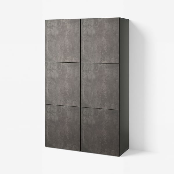 BESTÅ Opberger met deuren, donkergrijs/Kallviken donkergrijs, 120x42x193 cm
