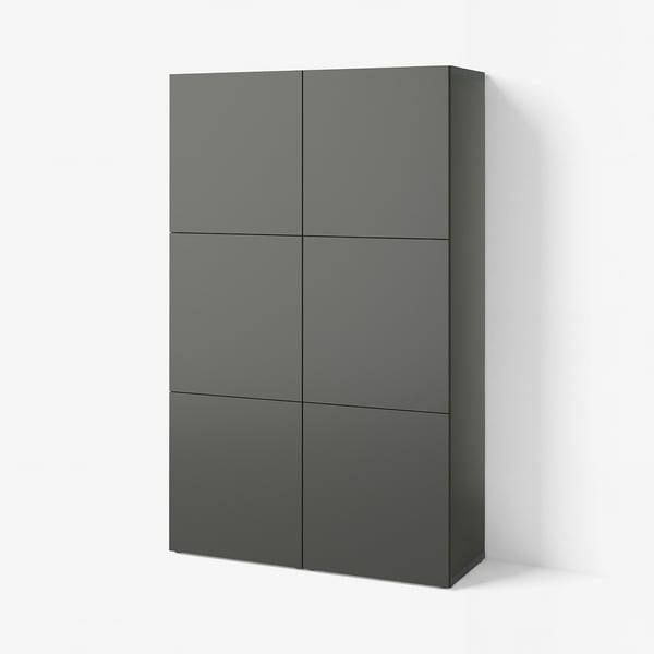 BESTÅ Opberger met deuren, donkergrijs/Lappviken donkergrijs, 120x42x193 cm