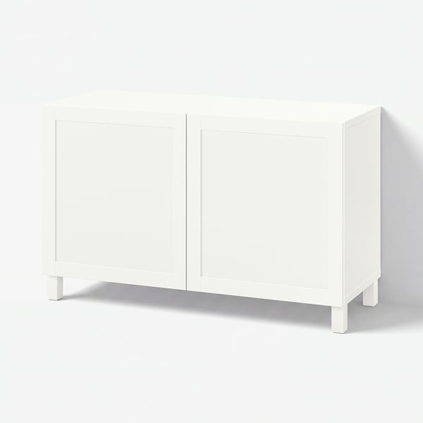 BESTÅ Opberger met deuren, wit/Hanviken/Stubbarp wit, 120x42x74 cm