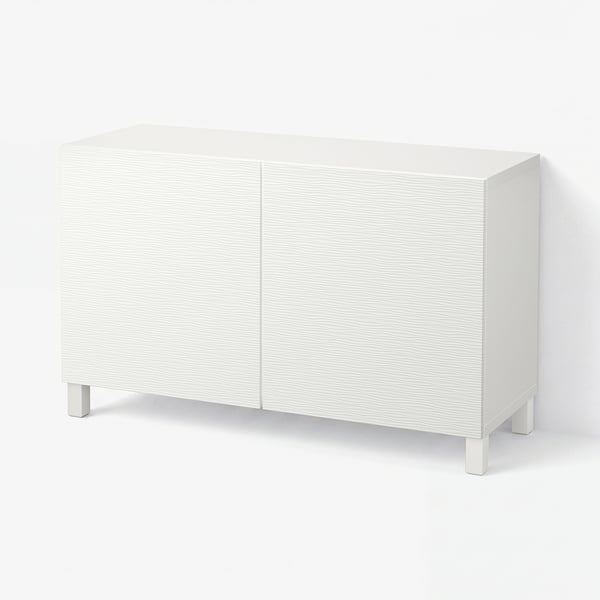 BESTÅ Opberger met deuren, wit/Laxviken/Stubbarp wit, 120x42x74 cm