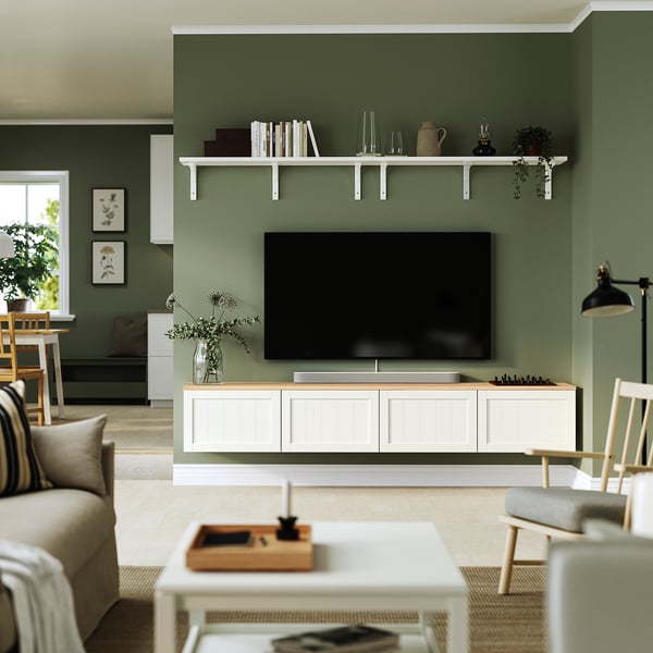 BESTÅ Tv-meubel met deuren, wit/Pipmakare wit, 240x42x40 cm