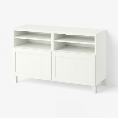 BESTÅ Tv-meubel met deuren, wit/Pipmakare wit, 120x42x74 cm