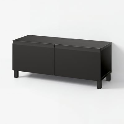 BESTÅ Tv-meubel met deuren, zwartbruin/Hammarsmed/Stubbarp antraciet, 120x42x48 cm