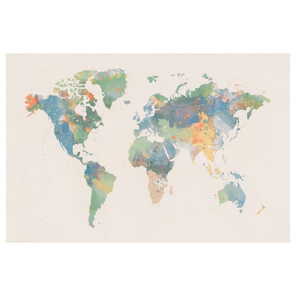 Wereldkaart poster in pastelkleuren; BILD. Papieren materiaal; rechthoekige vorm.