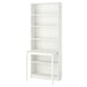 Witte BILLY boekenkast met uitschuifbaar bureau, eenvoudig modern design.
