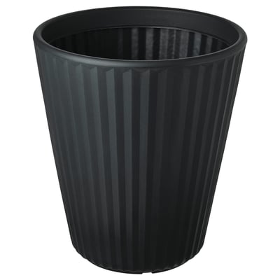 Zwarte, geribbelde, cilindrische BJÖRNBAMBU kunststof plantenbak.