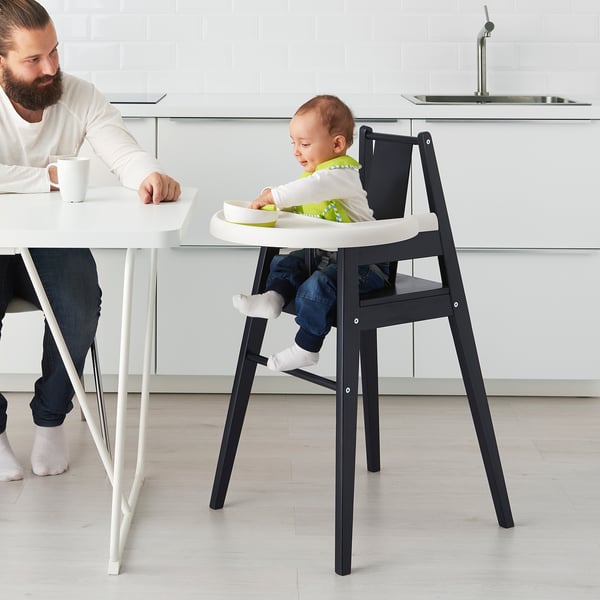 BLÅMES kinderstoel met blad, zwart - IKEA België