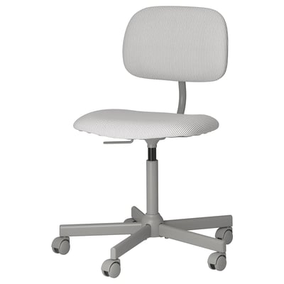 BLECKBERGET bureaustoel in grijs met gewatteerde zitting en rugleuning, 5 zwenkwielen, stervoet. Modern & ergonomisch.