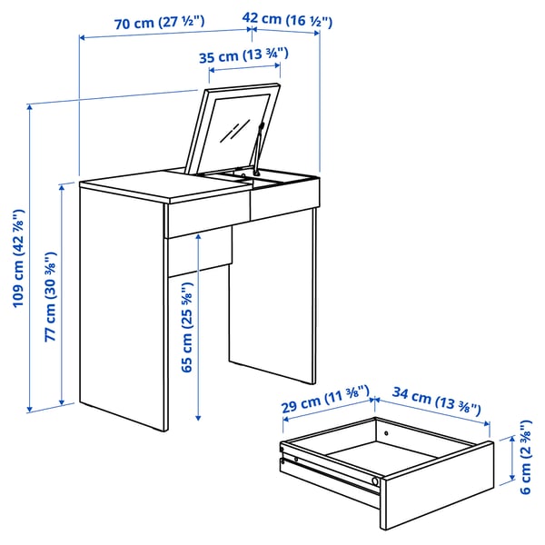 Illustratie met afmetingen voor het product: BRIMNES.