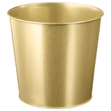 Goudkleurige cilindrische metalen plantenbak; slank, duurzaam ontwerp; Perfect voor kamerplanten.