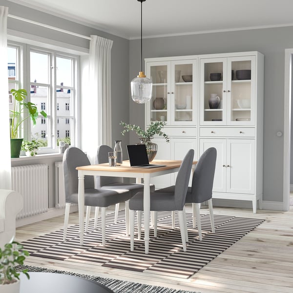 Afscheiden onthouden gemak DANDERYD / DANDERYD Tafel en 4 stoelen, eikenfineer wit/Vissle grijs,  130x80 cm - IKEA België