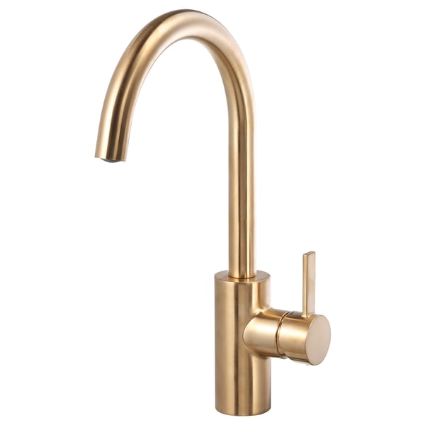 DELSJÖN goudkleurige messing keukenkraan, hoge uitloop, modern design.