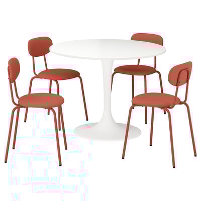 DOCKSTA / SANDSBERG Tafel en 4 stoelen, wit/Remmarn-roodbruin, 103 cm