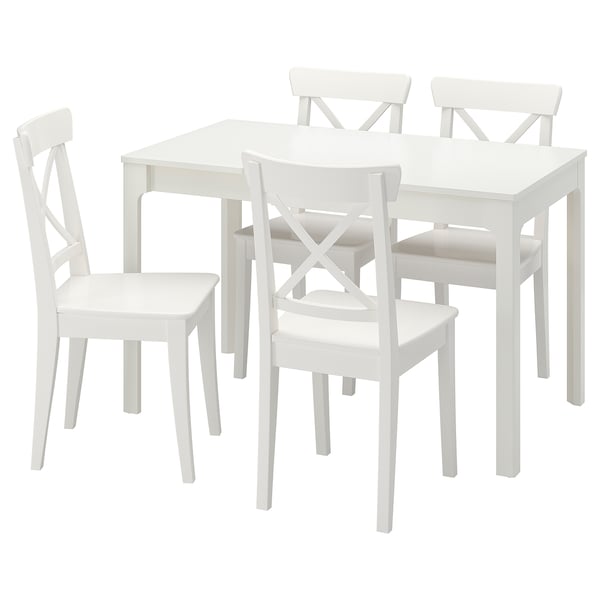 Krijt account Ritueel EKEDALEN / INGOLF Tafel en 4 stoelen, wit/wit, 80/120 cm - IKEA België