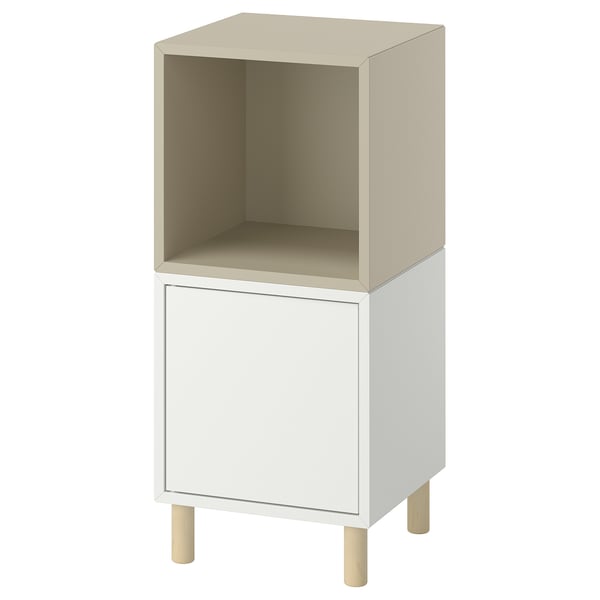 EKET Kastencombinatie met poten, wit beige/hout, 35x35x80 cm