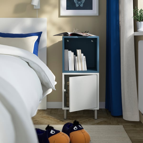 EKET Kastencombinatie met poten, wit/donker grijsblauw, 35x35x80 cm