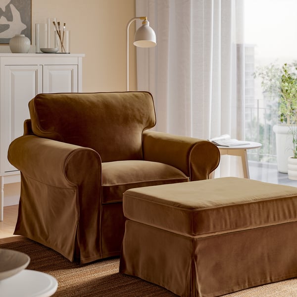 EKTORP Fauteuil, Alhamn donkergeel-bruin