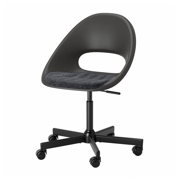 ELDBERGET zwarte bureaustoel, strak design, in hoogte verstelbaar, zwenkwielen, gerecyclede materialen.
