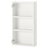 Witte wandkast, onderdeel van de ENHET serie, met twee legplanken. Gemaakt van vezelplaat en spaanplaat, heeft een rechthoekige vorm.