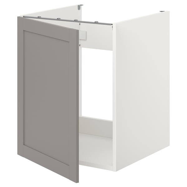 ENHET keukenkast, grijs, rechthoekig, met spoelbak, moderne stijl.