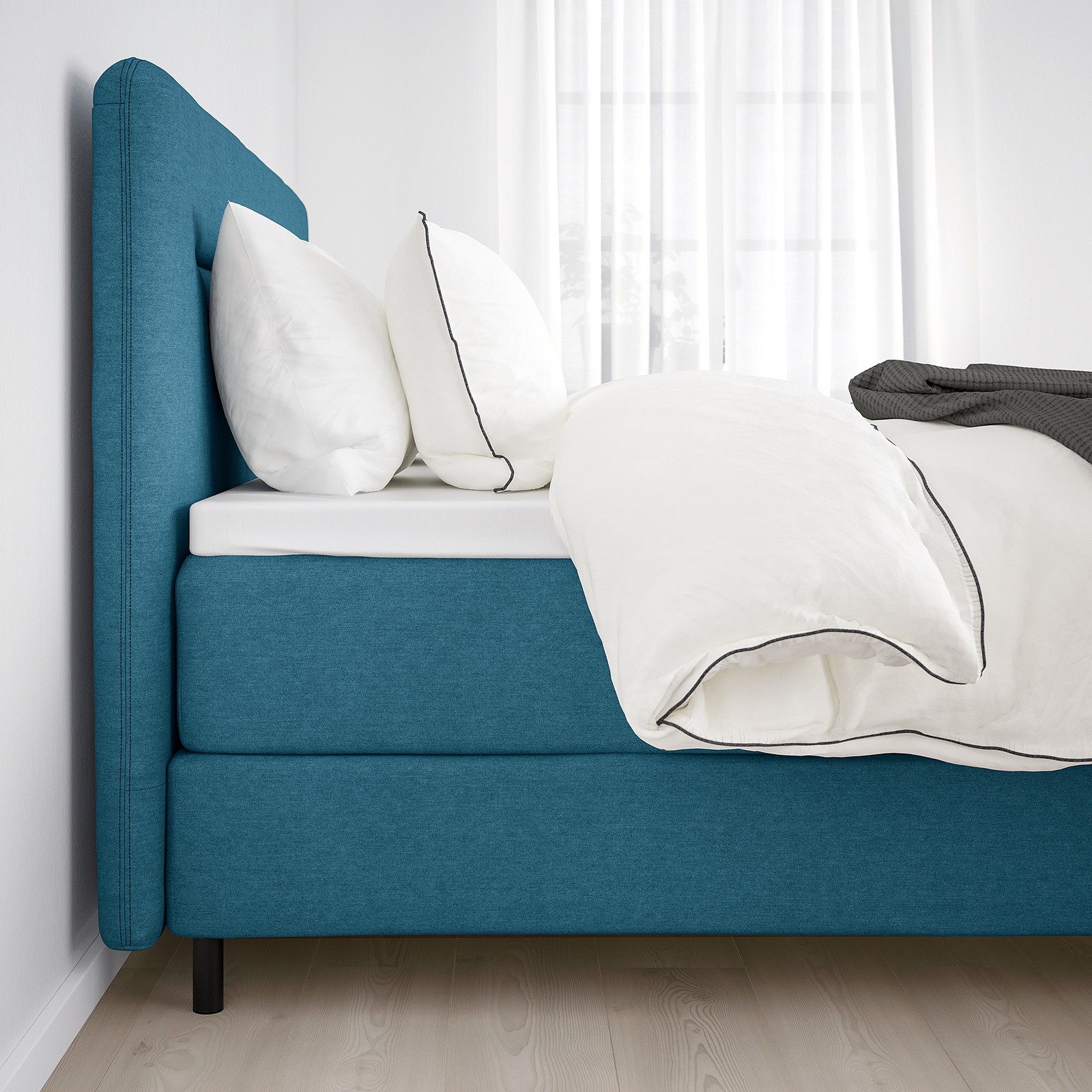 FINNSNES Boxspring Hövåg stevig/middelhard/Tussöy blauw IKEA