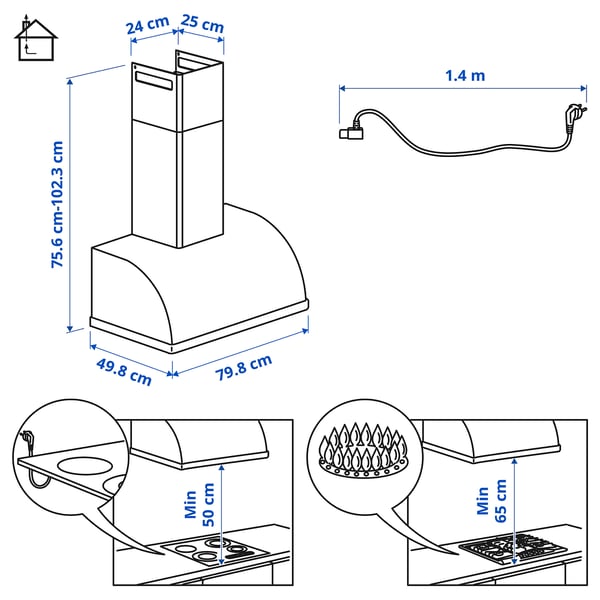 Illustratie met afmetingen voor het product: FULLSTÄNDIG.