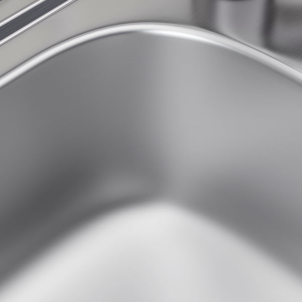 Roestvrijstalen spoelbak, stevig, schoon.