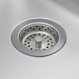 RVS spoelzeef, rond met gaten, gepolijst.