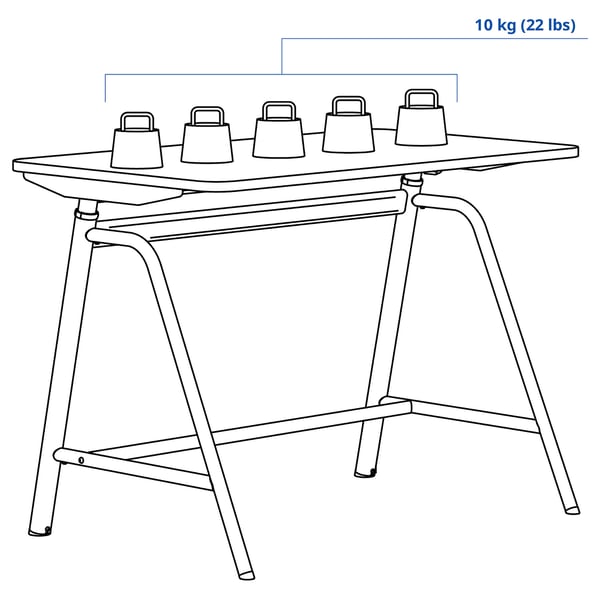 GLADHÖJDEN / NILSERIK Bureau+ondersteuning zitten/staan, wit/donkerblauw