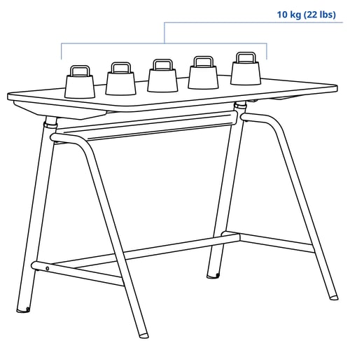 GLADHÖJDEN / NILSERIK Bureau+ondersteuning zitten/staan, wit/donkerblauw