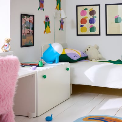 GREJSIMOJS Led-tafellamp, dimbaar/hond blauw