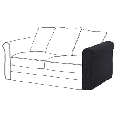 GRÖNLID love seat in donkergrijs, strak modern design met opgerolde armen en afneembare kussens.