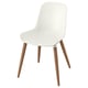Een witte GRÖNSTA stoel met houten poten. De gladde zitschaal is ergonomisch ontworpen en gemakkelijk schoon te maken.