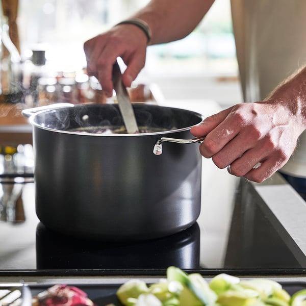 GULDÖRING Pan met deksel, antiaanbaklaag roestvrij staal/zwartgrijs, 3 l