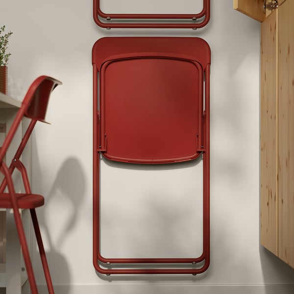GUNDE / VIHALS Tafel en 2 klapstoelen, opklapbaar zwart/rood, 67x67 cm