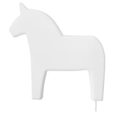 Witte lamp in de vorm van een paard, modern design, veilig voor kinderen, polycarbonaat en polypropyleen kunststof.