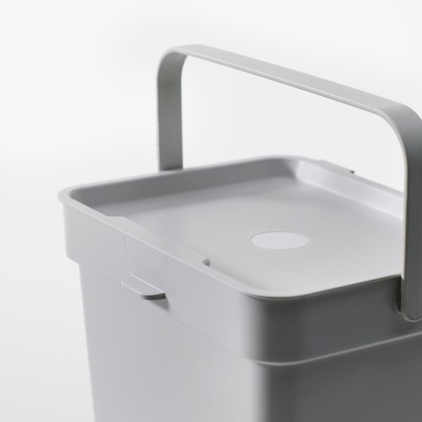 HÅLLBAR Ton met deksel, lichtgrijs, 10 l