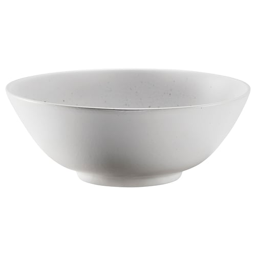 HARMYNTA: ronde, wit porseleinen serveerschaal met lichtgrijze spikkels, eenvoudig en elegant ontwerp, geschikt voor soepen of salades.