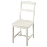 Witte HAUGA houten eetkamerstoel zonder armleuning en klassiek ontwerp met ladderrugleuning.