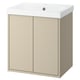HAVBÄCK badkamerkast, beige met witte wastafel, modern ontwerp.