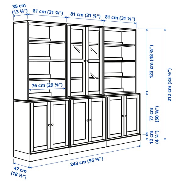 Illustratie met afmetingen voor het product: HAVSTA.